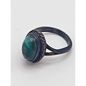 Navajo Kingsman Silver Blend Turquoise Ring Sz: 5.50